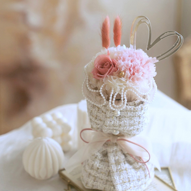 櫻花粉淺粉永生康乃馨小香花束