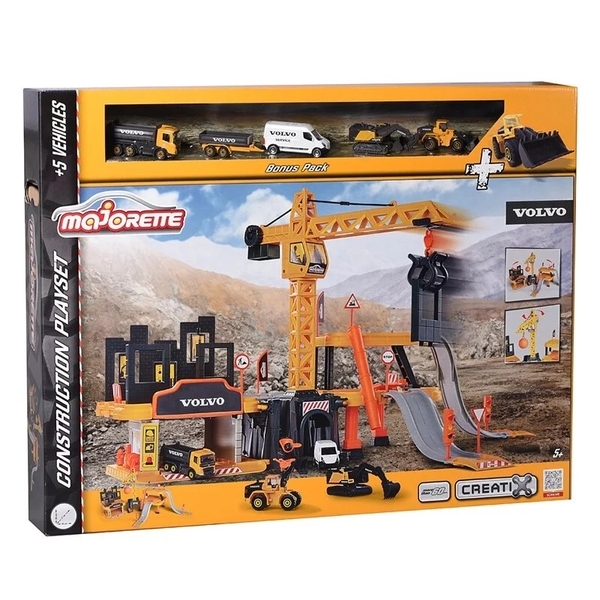 《 美捷輪 Majorette 》美捷輪小汽車-Volvo工程場景組(附五台車)