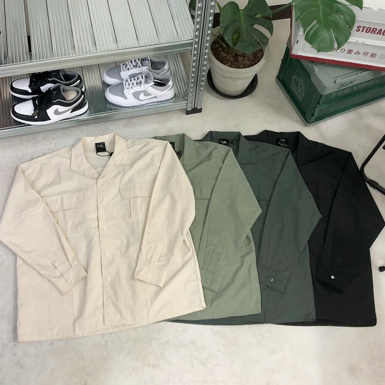 T+CC 翻領雙口袋設計長袖襯衫 68572