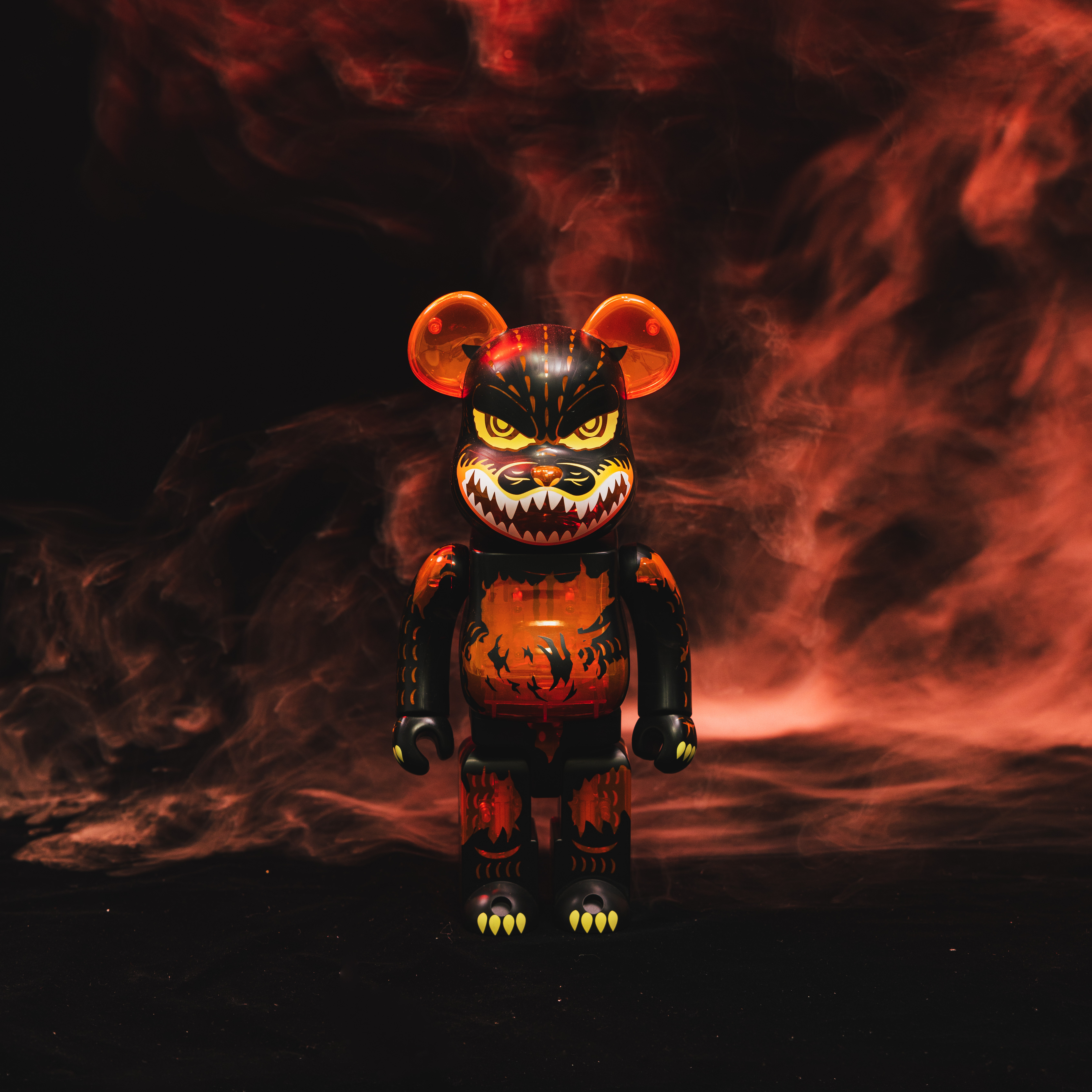 -(E12bc)-BE@RBRICK Godzilla VS Destroyer version Godzilla (Meltdown: Clear Orange Ver.) 哥吉拉 100% & 400%