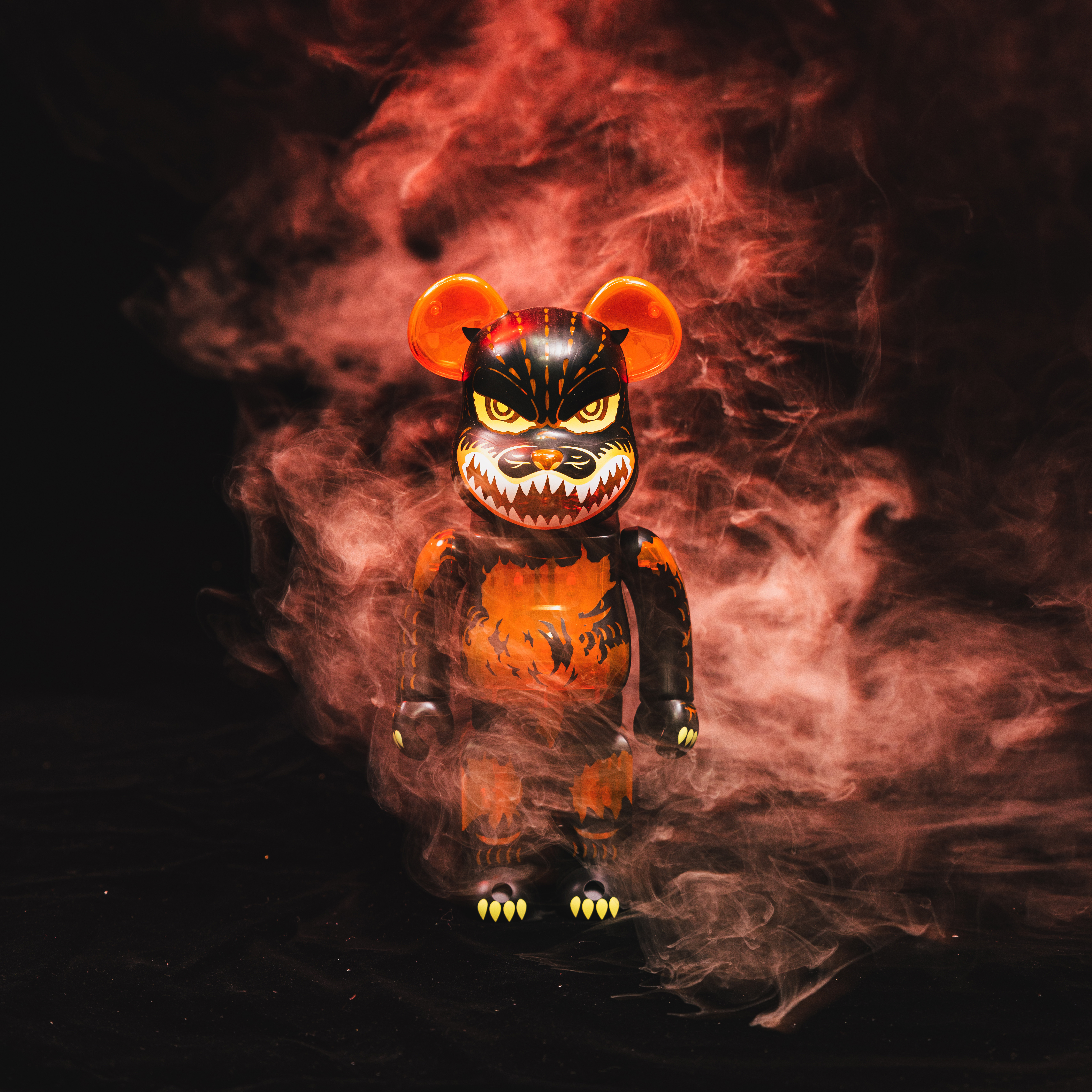 -(E12bc)-BE@RBRICK Godzilla VS Destroyer version Godzilla (Meltdown: Clear Orange Ver.) 哥吉拉 100% & 400%