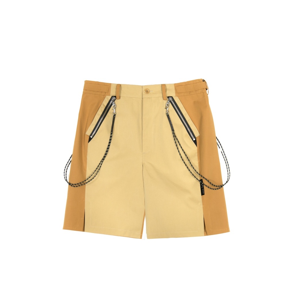 反光繩蒸汽龐克短褲-土黃