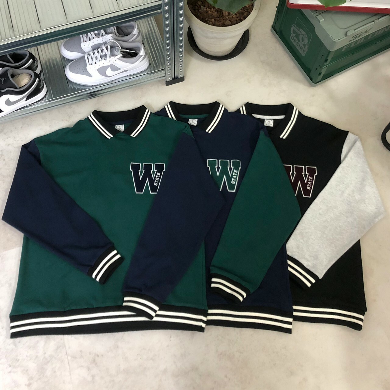 Quash 日版 大學T 棒球T 拼色設計 毛刺刺繡Logo Q22-517-43T