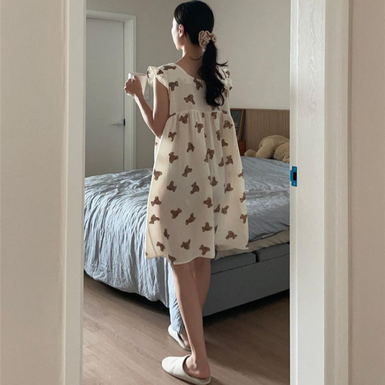 《2053》小熊棉紗無袖居家連身裙