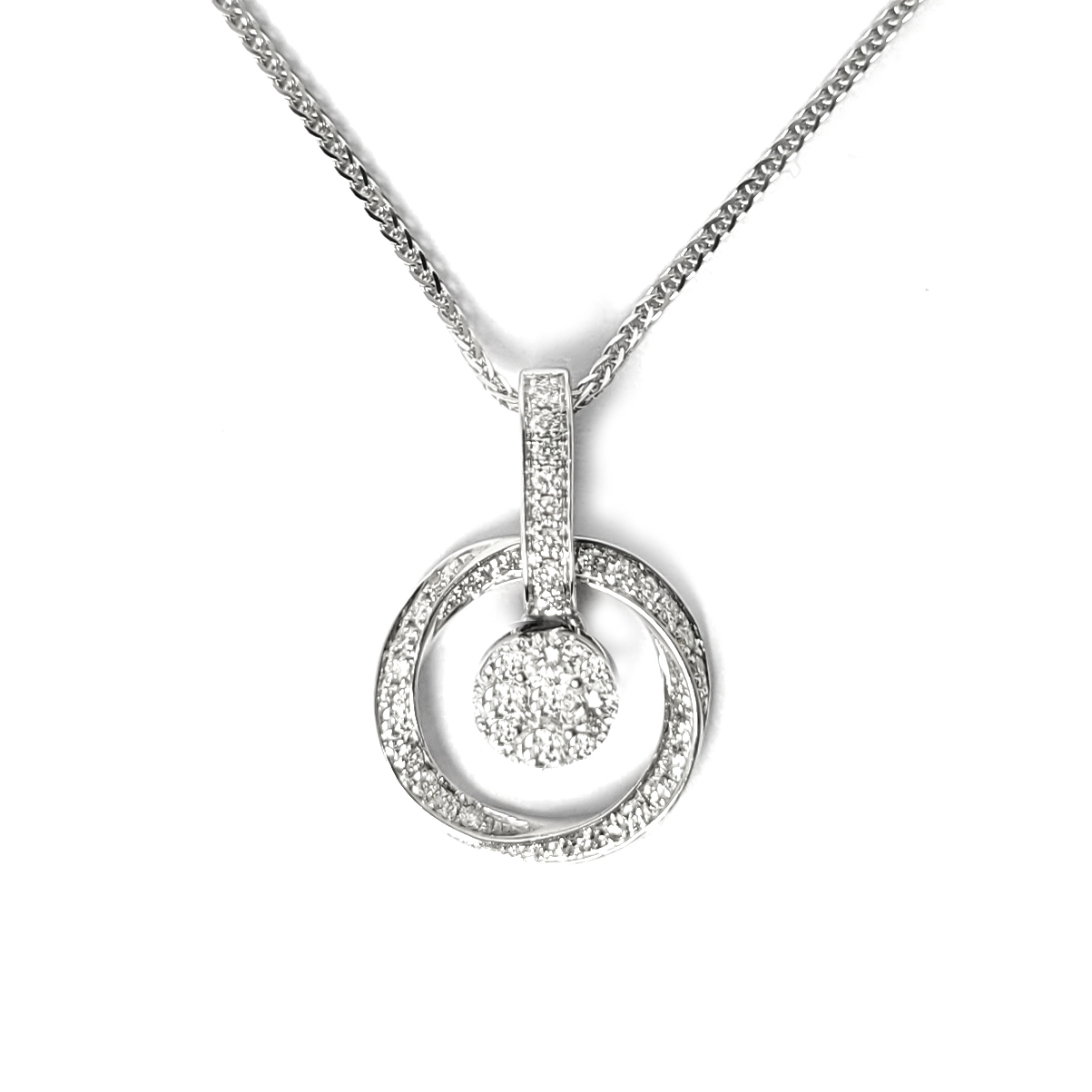 18K白金天然鑽石吊墜