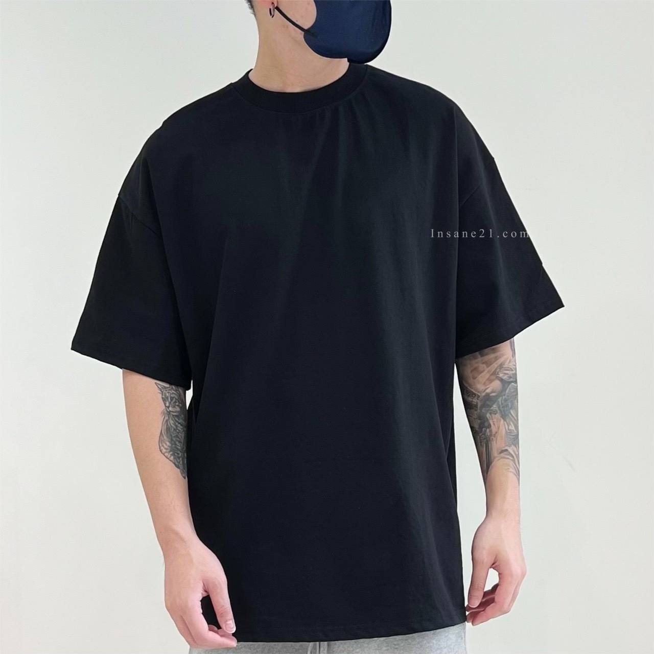 素色落肩 彈性短TEE 黑//白//鐵灰