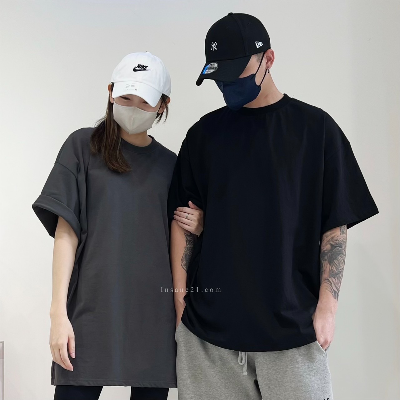 素色落肩 彈性短TEE 黑//白//鐵灰