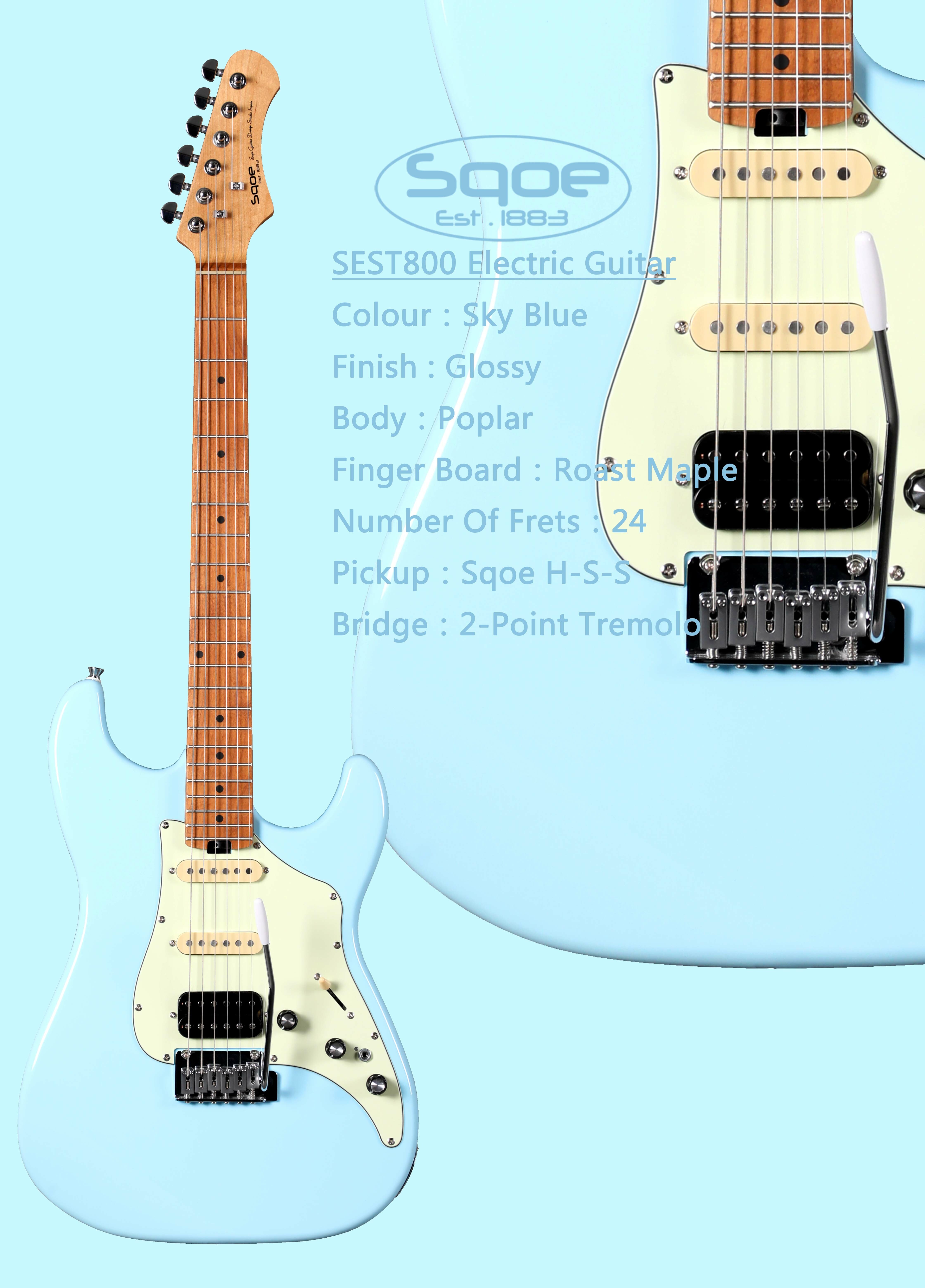 Sqoe SEST800 high quality electric guitar Spain 24 prod