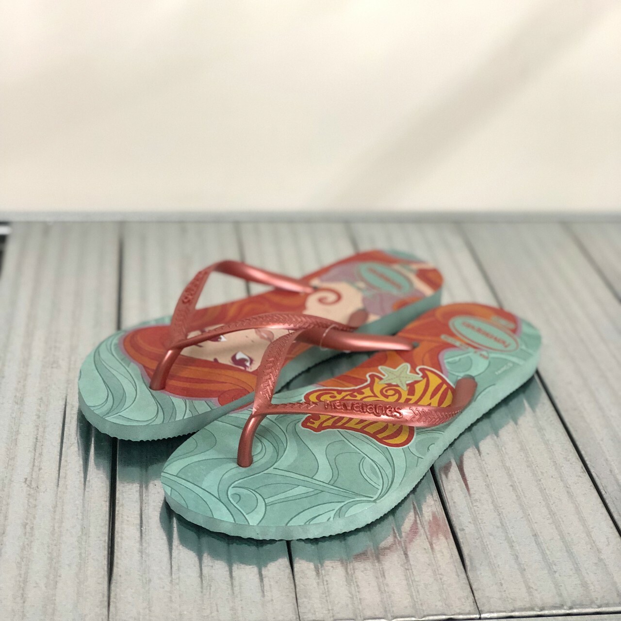 Havaianas 哈瓦仕 夾腳拖 綠 小美人魚 艾莉兒 女鞋 迪士尼 巴西拖 人字拖 4135045-1809W