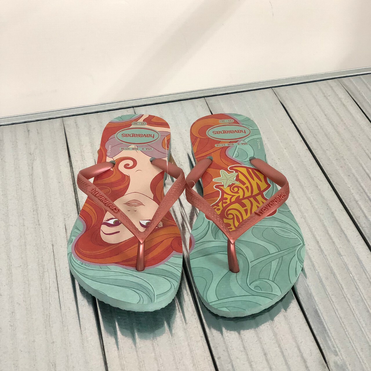 Havaianas 哈瓦仕 夾腳拖 綠 小美人魚 艾莉兒 女鞋 迪士尼 巴西拖 人字拖 4135045-1809W