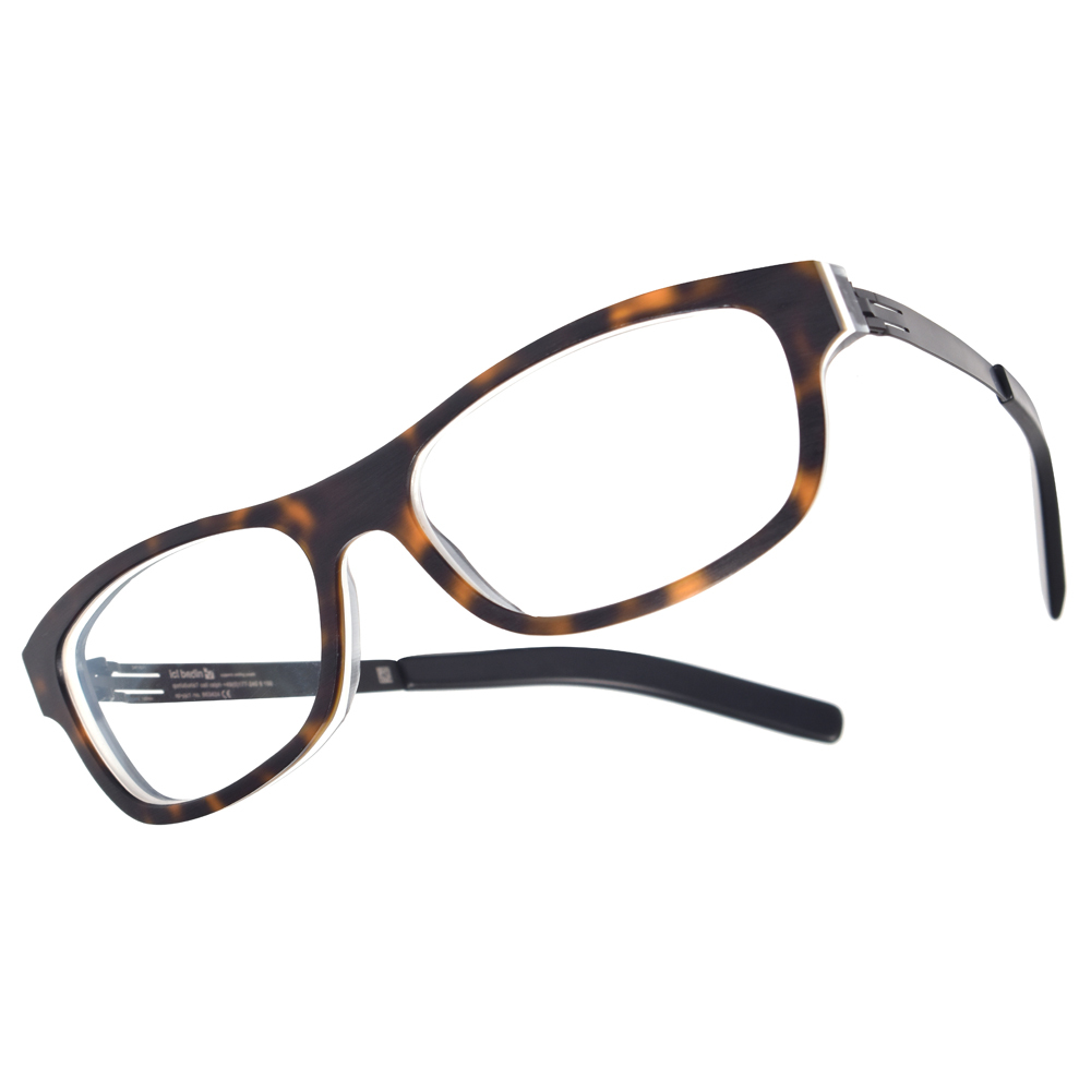 【ic! berlin】6VOR6 BLACK/HAV 雙色琥珀窄厚方框光學眼鏡