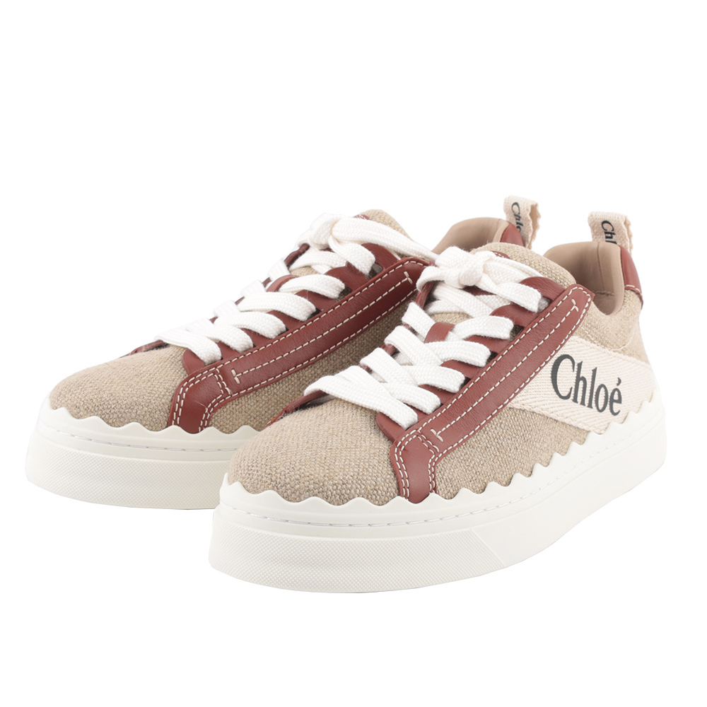 【Chloé】LAUREN 棉質拼牛皮休閒運動鞋