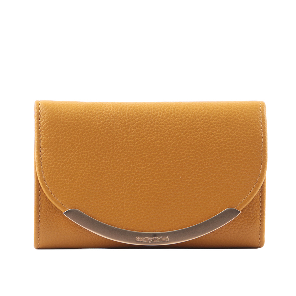 【See by Chloé】Lizzie 弧形標誌翻蓋牛皮中夾