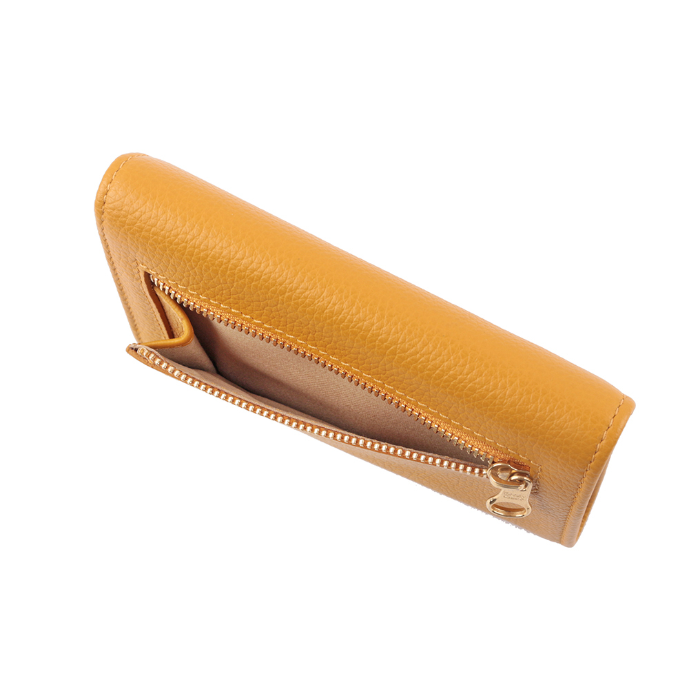 【SEE BY CHLOE】Lizzie 弧形標誌翻蓋牛皮中夾(金黃色)