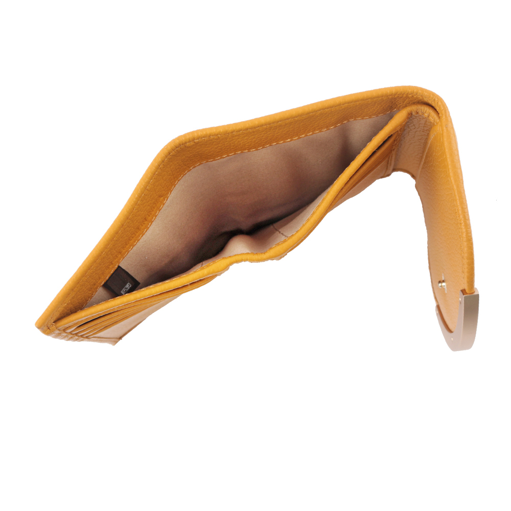 【SEE BY CHLOE】Lizzie 弧形標誌翻蓋牛皮中夾(金黃色)