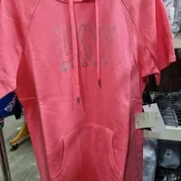 [S] DKNY RHINESTONE OUTLINE LOGO TEE SNEAKER DRESS,PINK, DP2D4647-0FB (SD433)