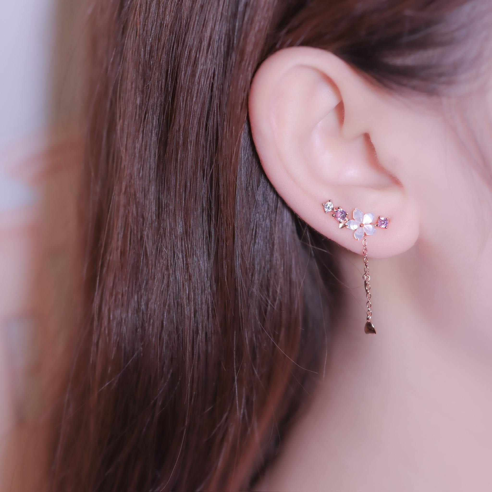 | 925 Silver ・White Gold・Rose Gold |  Floral Heart Earrings | EA0208 |