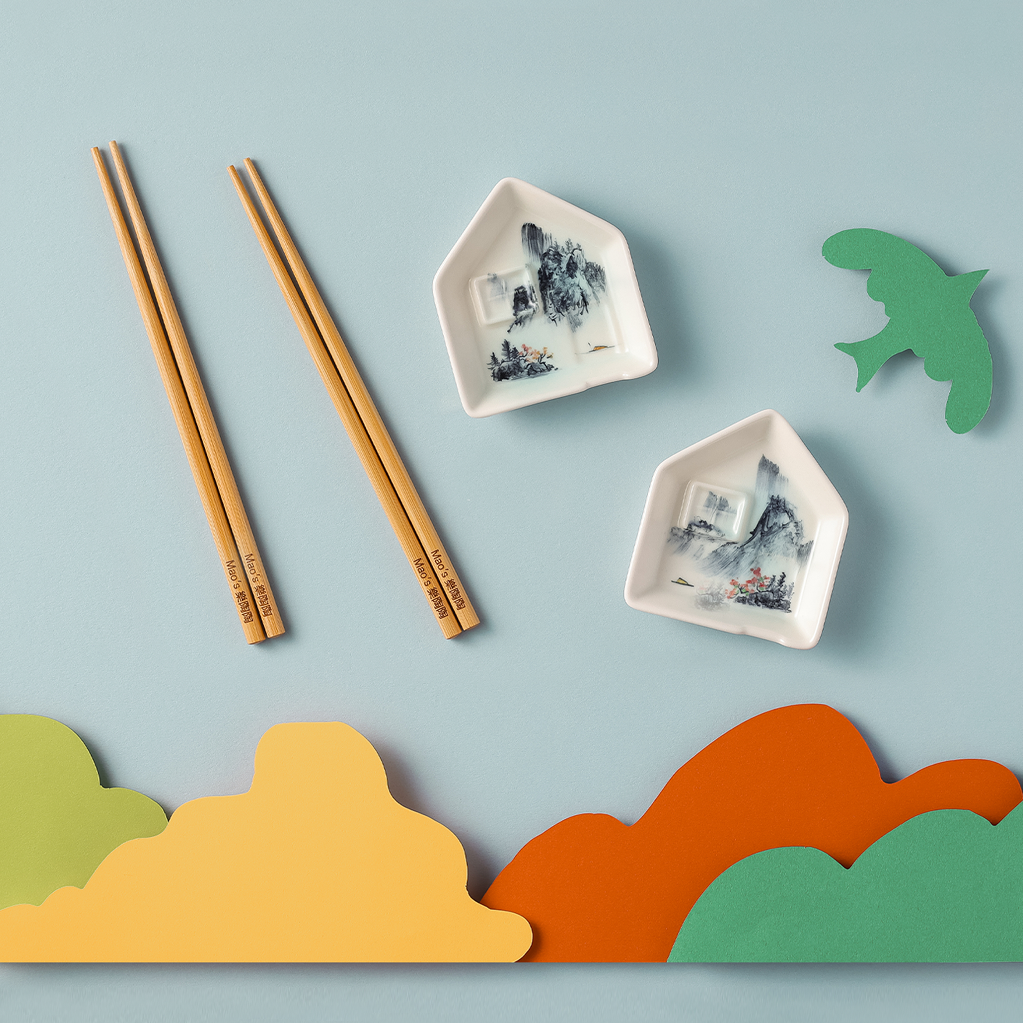 Mao's樂陶陶x 祥鑫窯】山水系列筷醬在一起禮盒組