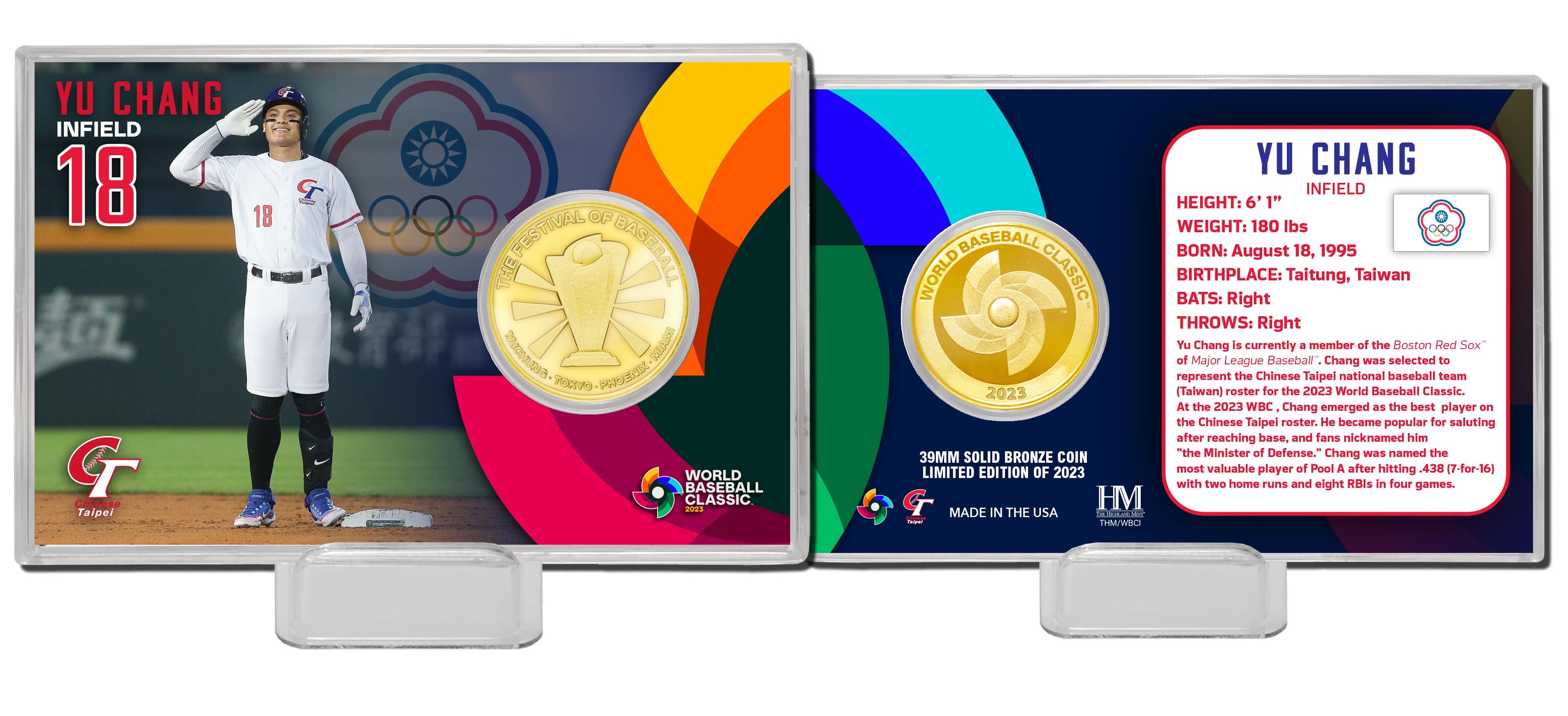 WBC立牌 Team Taipei Yu Chang 張育成 金幣 立牌 Highland Mint 官方授權 A組MVP / 國防部長 / 敬禮手勢