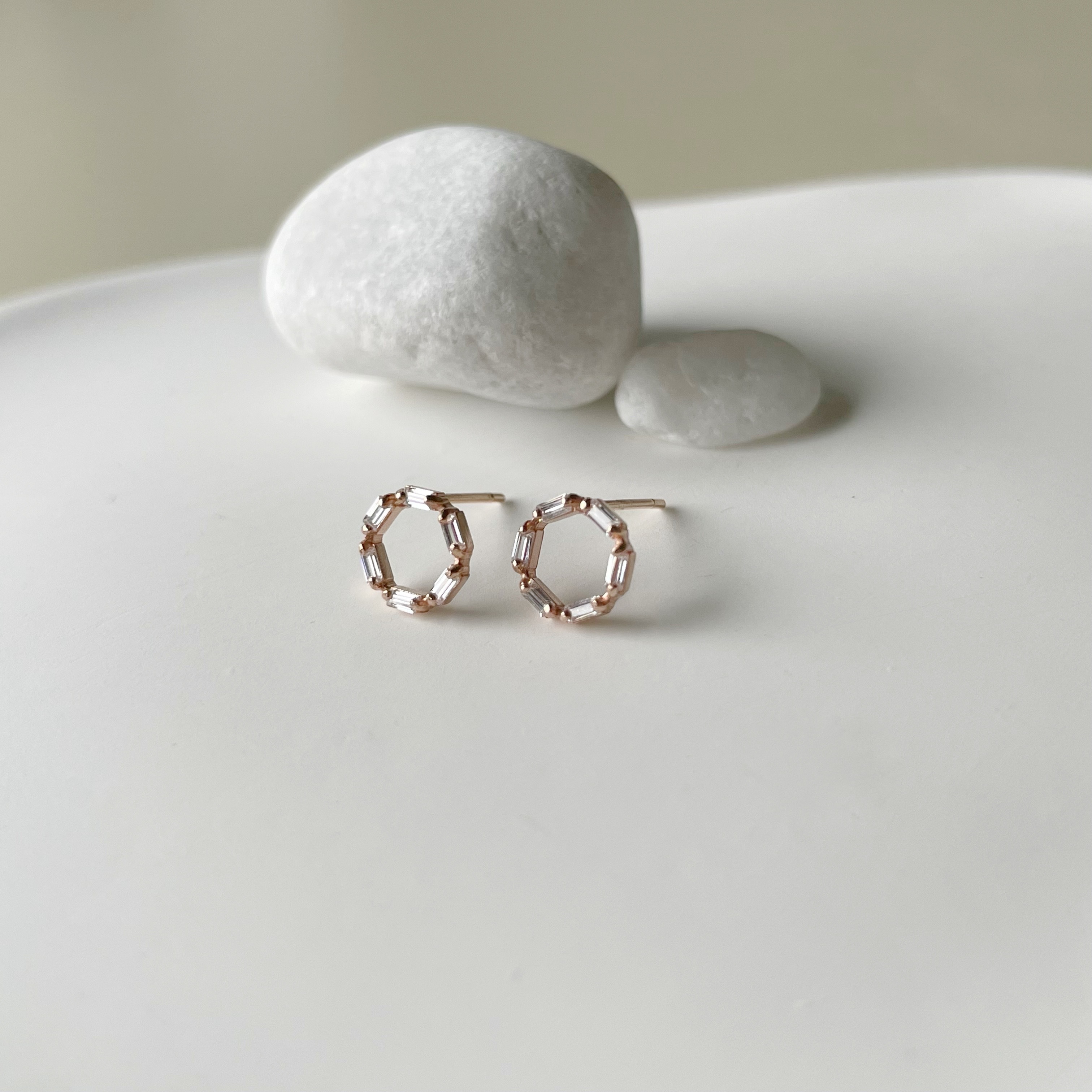 10k細方鋯石花圈耳環