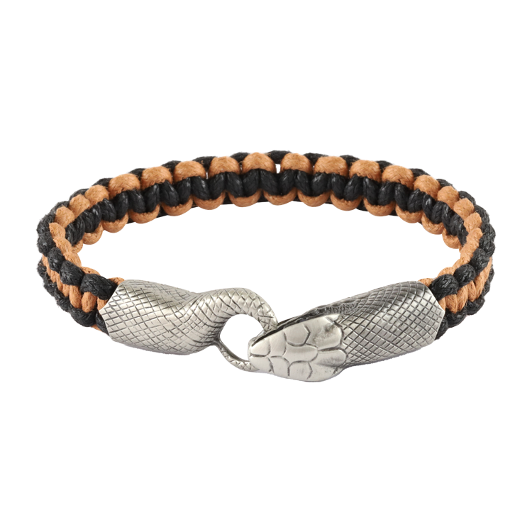 Bico手鍊，男士手鍊 雙色編織棉繩；銜尾蛇扣設計（3183）