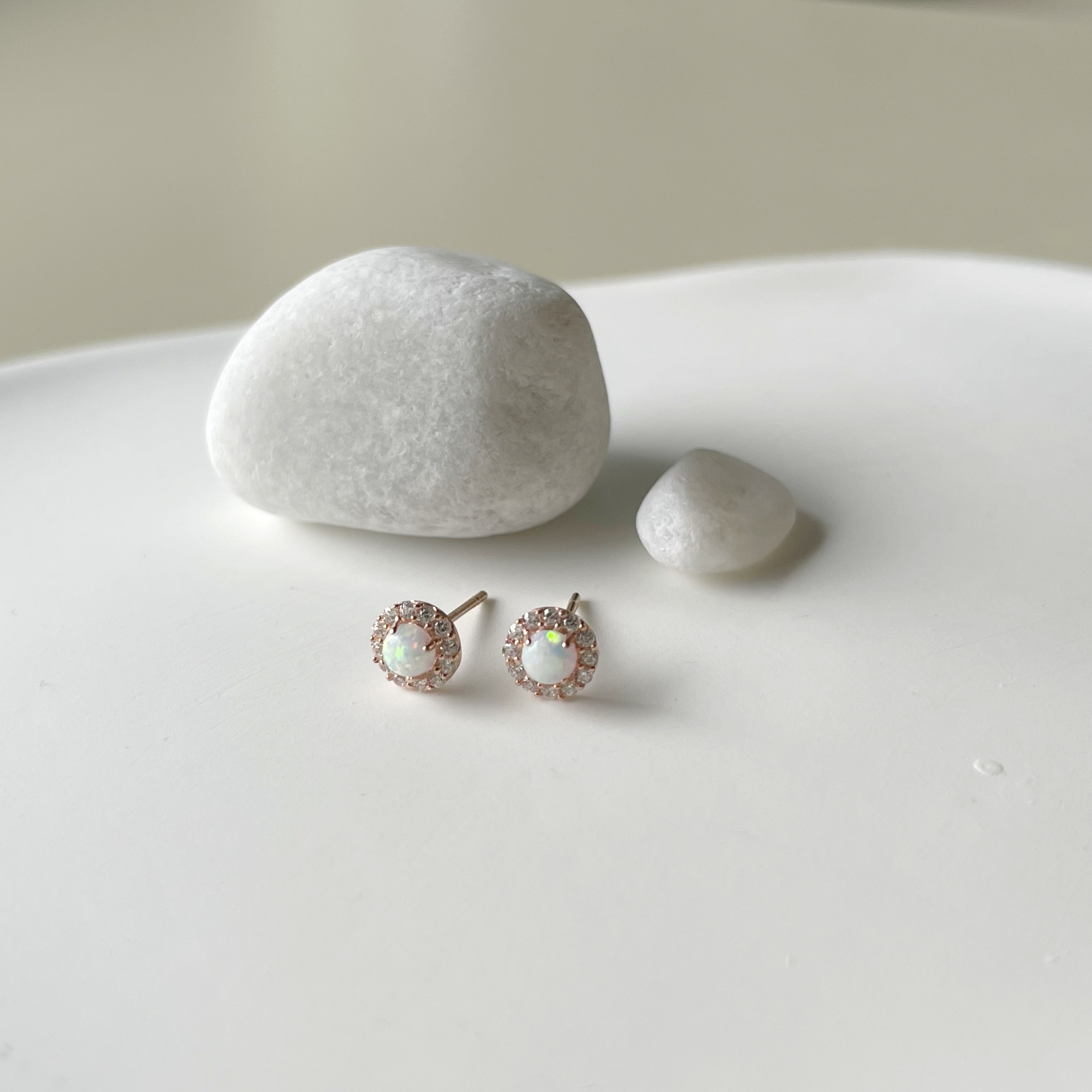 10k圈鑽歐泊耳環