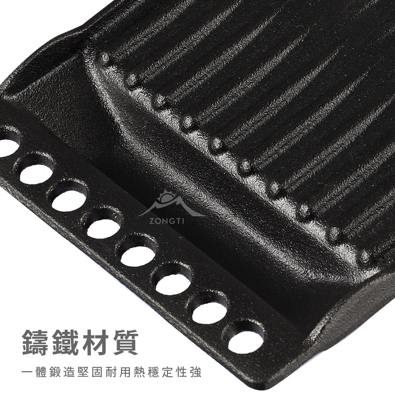 【Campingmoon柯曼】波浪瀝油鑄鐵盤 W3 CA23