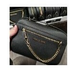 [S] MICHAEL KORS 35S1GTTC7L JET SET ITEM LG EW LEATHER ZP CHAIN CROSSBODY,BLACK, 194900274316 (SMK333)