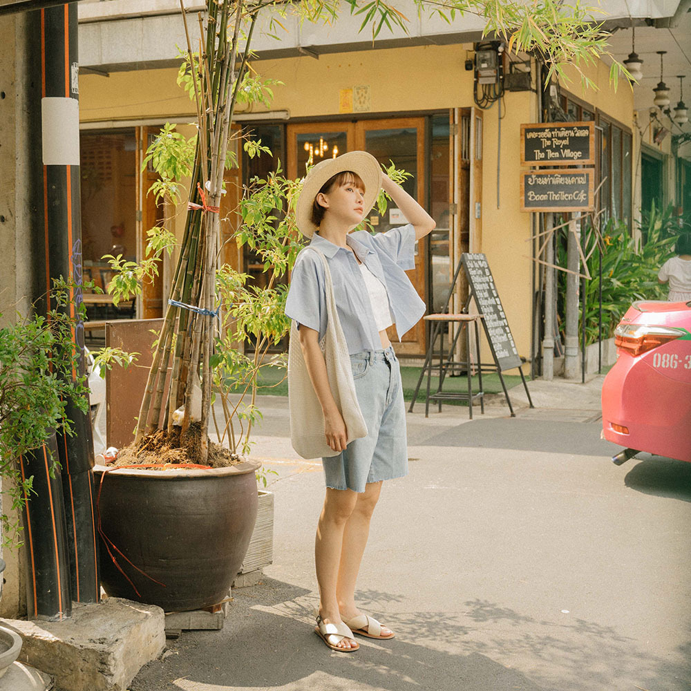 Washed cut-off fifth jeans S/M/L【04011621】in stock+pre-order