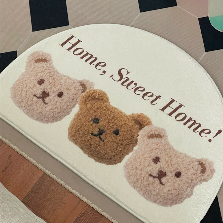 《2061》幸福小熊毛絨半圓地墊((仿羊絨))