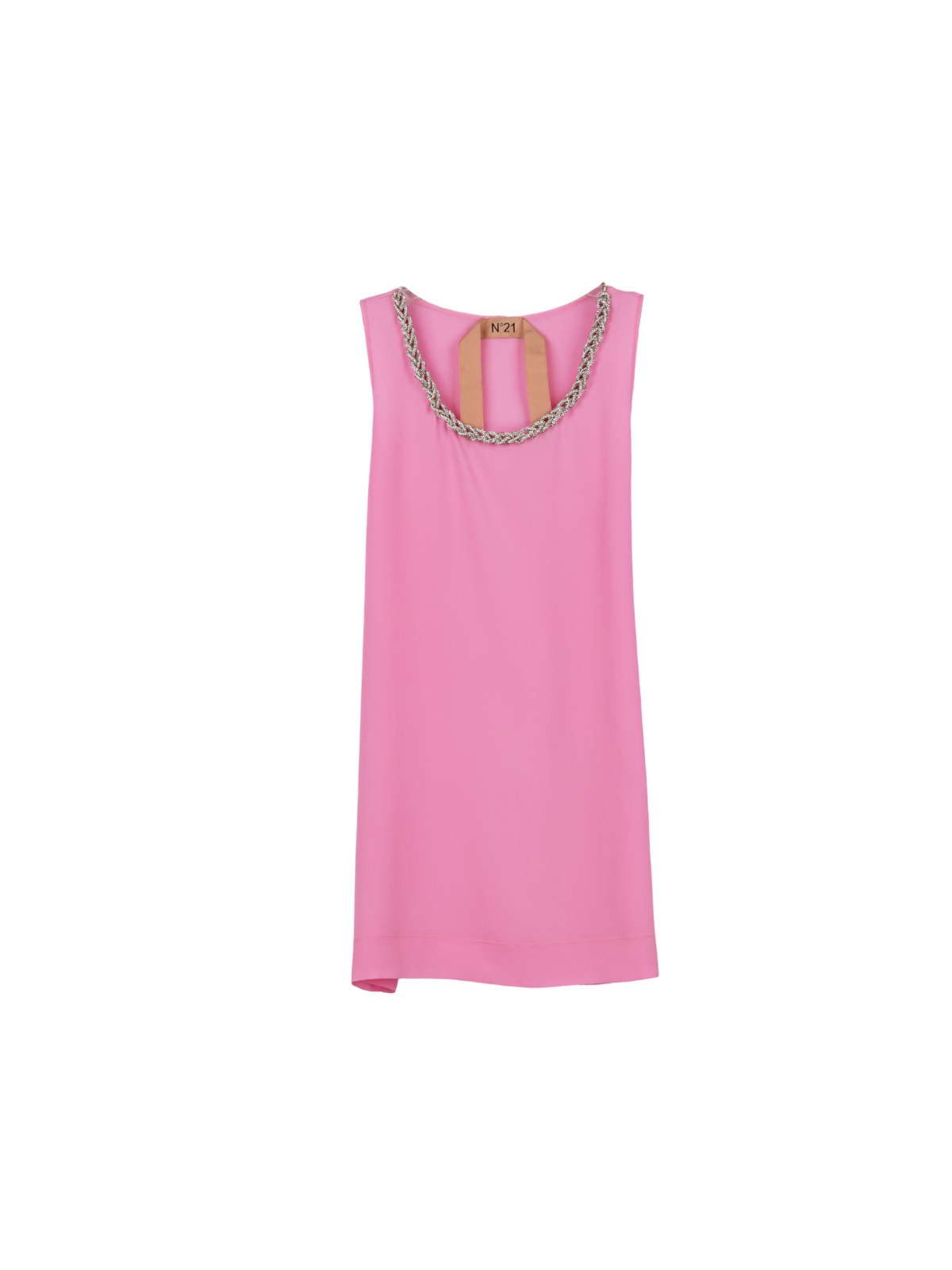 Nº21 銀鍊造型V領絲背心 (粉紅)