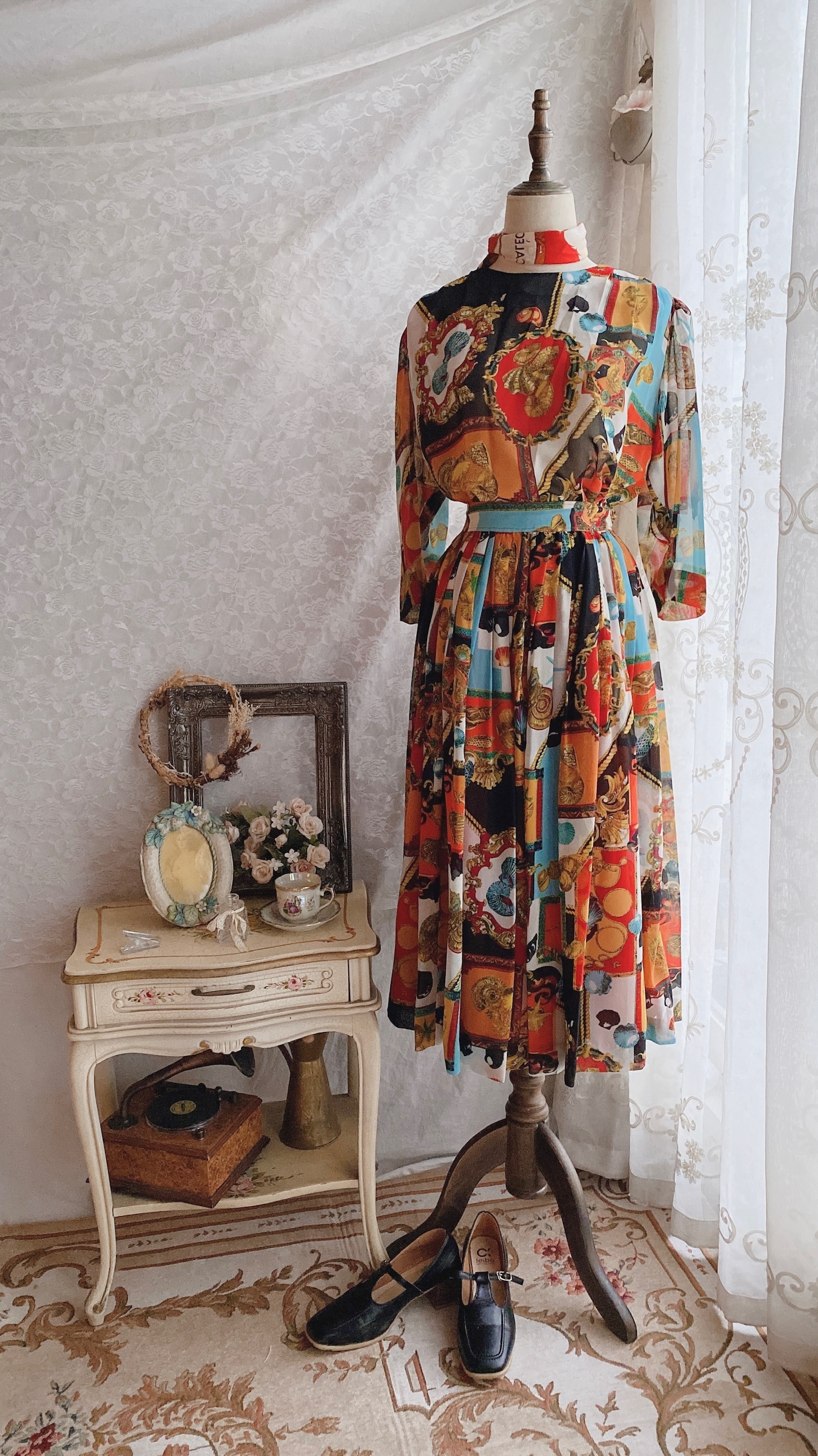 Vintage Set / 古著雪紡巴洛克套裝