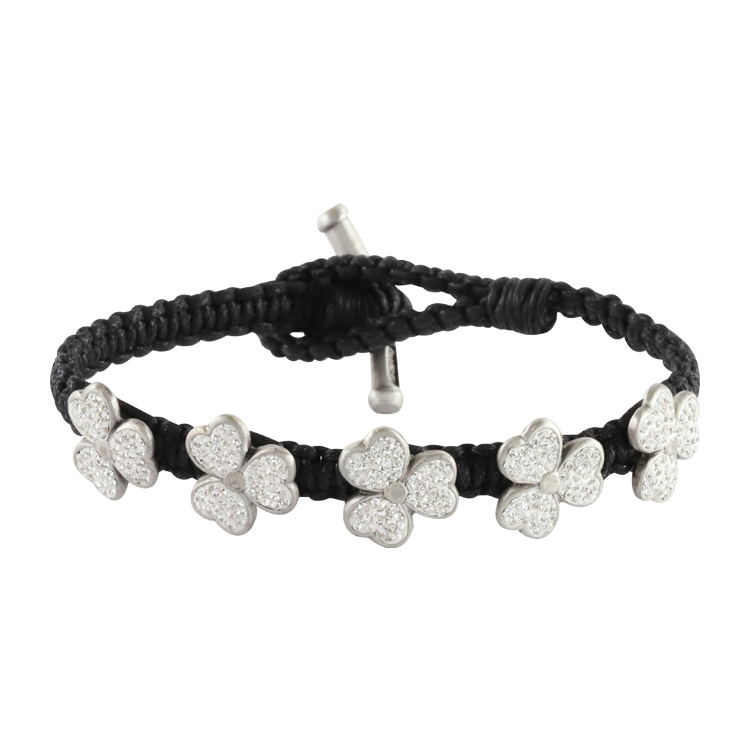 Bico手鍊，女士手鍊 黑色手工編織；閃耀的生命之花（3206白色）