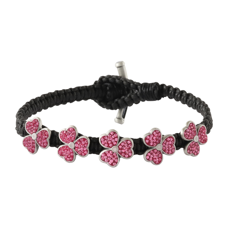Bico手鍊，女士手鍊 黑色手工編織；閃耀的生命之花（3206粉紅）