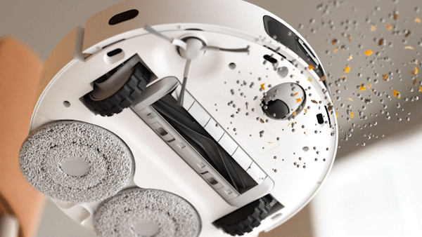 L10s Prime AI全能掃拖機器人同級最強的 5,300Pa 吸力全橡膠滾刷自動調整吸力大小