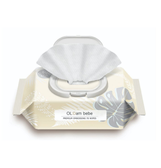 【OLDAM-BeBe】高級優質壓花嬰兒壓紋濕紙巾-無味 (新生嬰兒和敏感肌膚專用-有蓋型x70張)