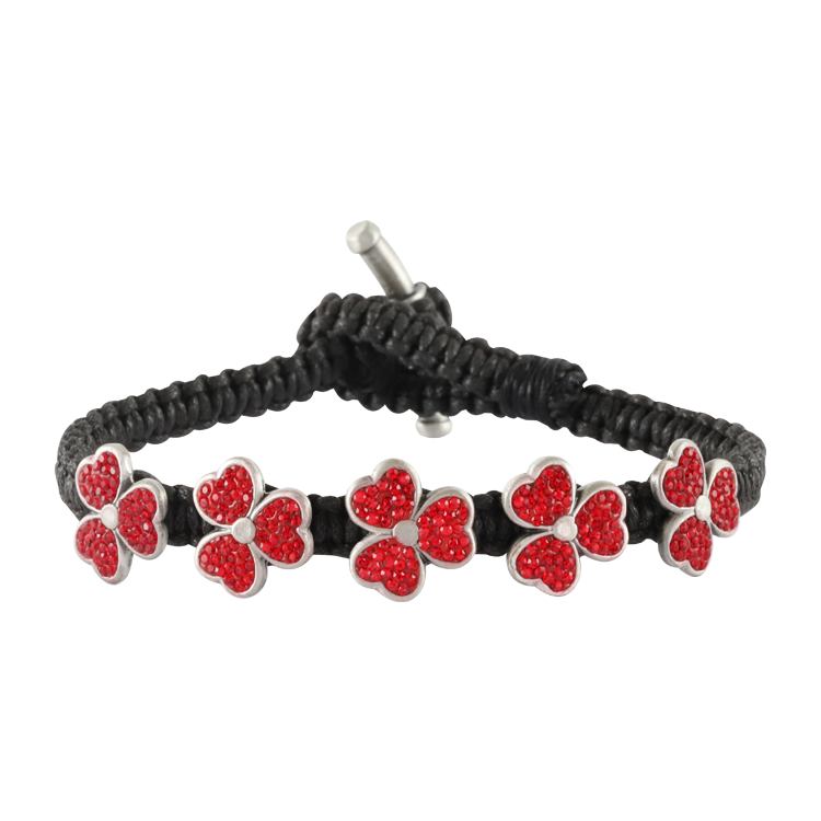 Bico手鍊，女士手鍊 黑色手工編織；閃耀的生命之花（3206紅色）