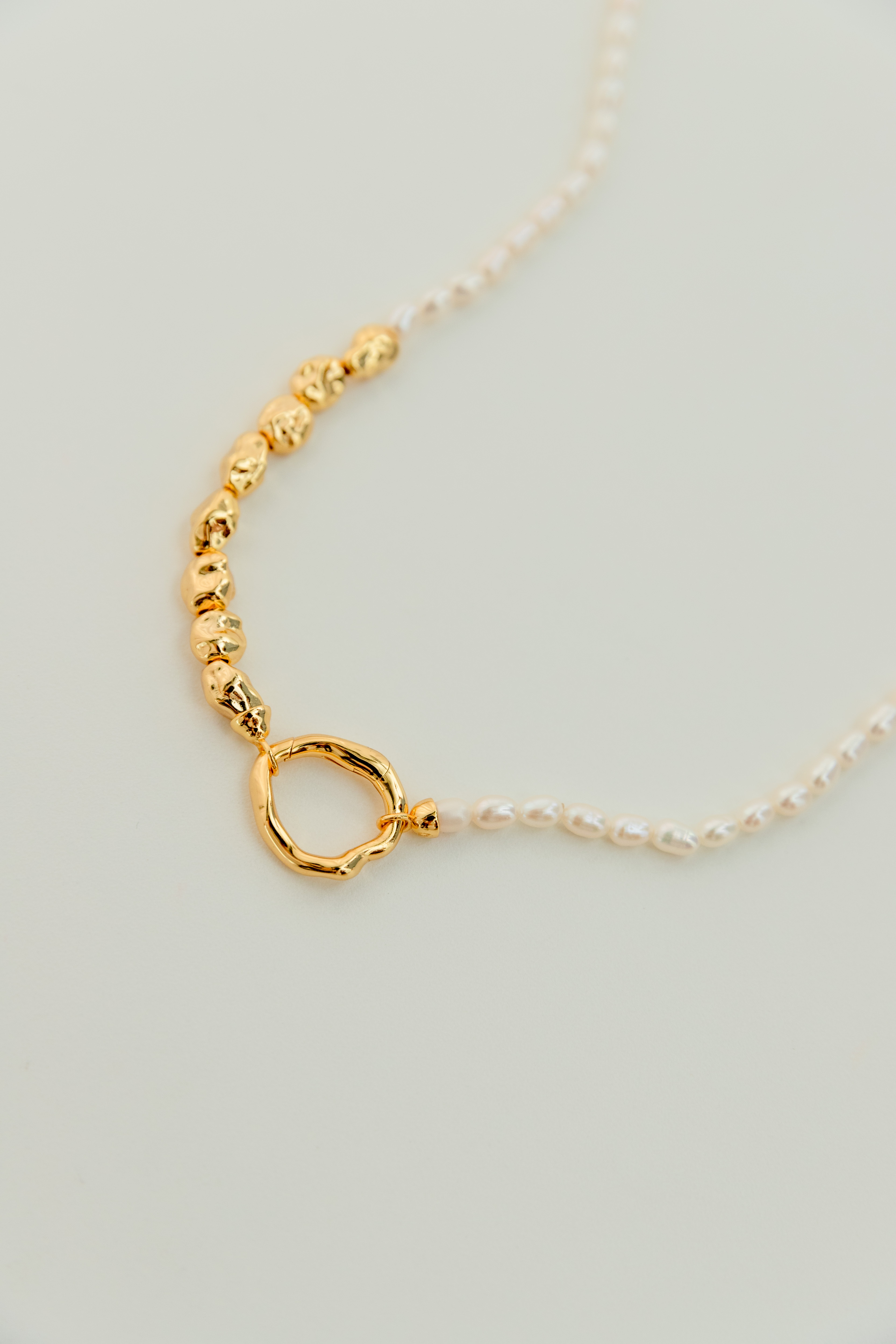 Meteorite · 皺褶隕石珍珠項鍊（金色）