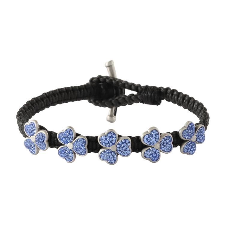 Bico手鍊，女士手鍊 黑色手工編織；閃耀的生命之花（3206藍色）