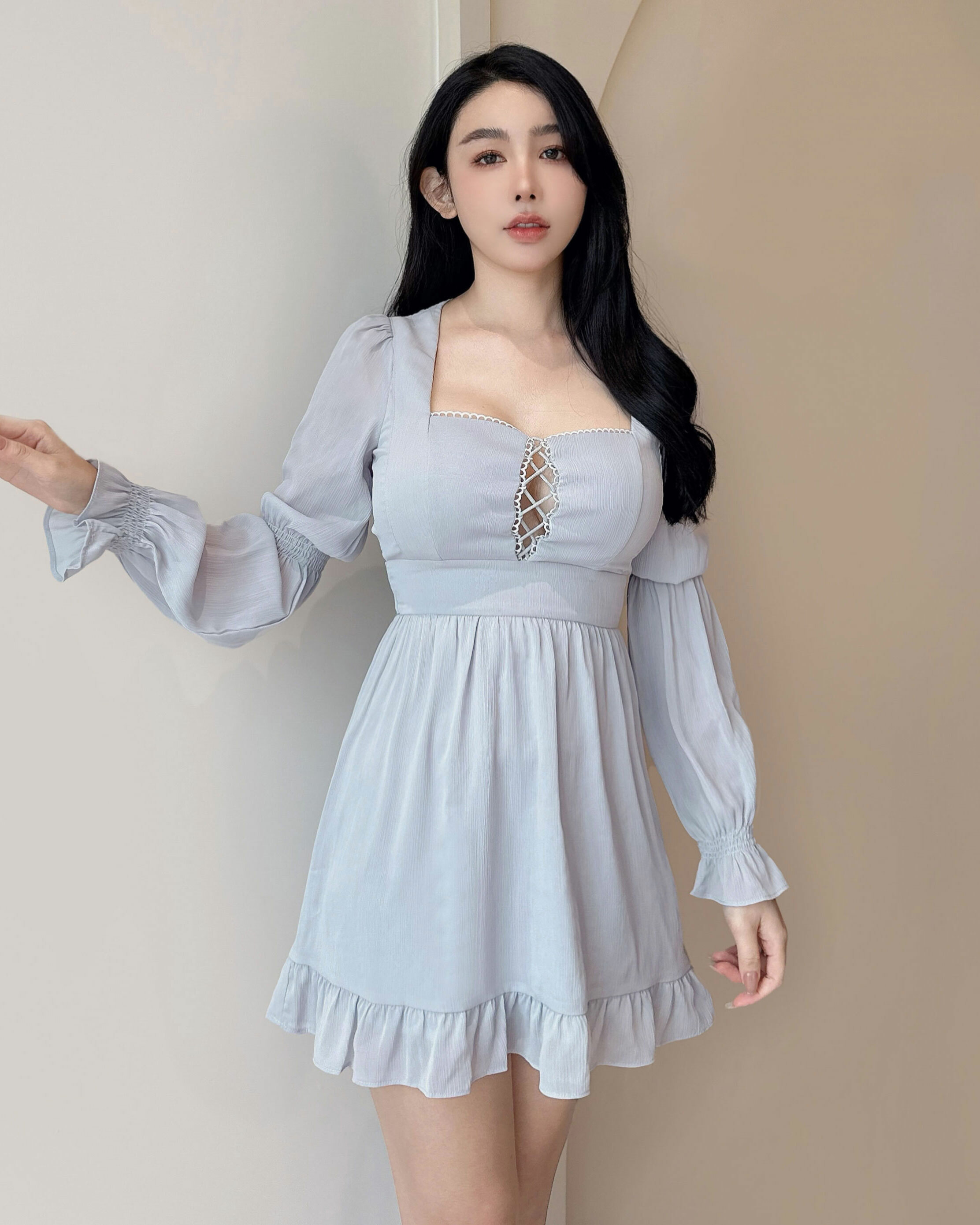 ⭒訂製-浪漫雪紡荷葉邊傘洋