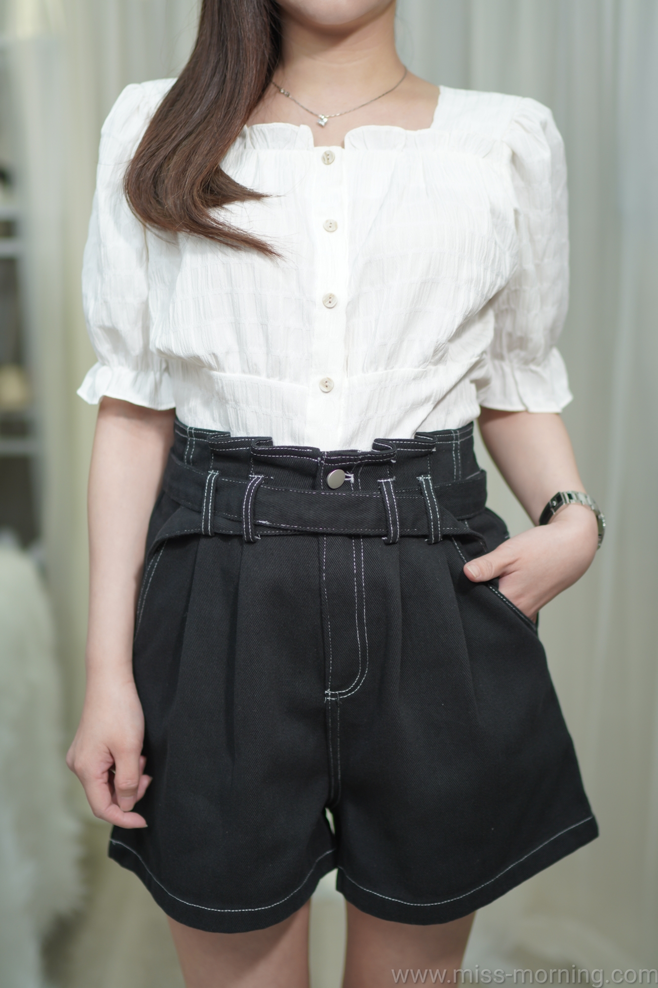 方領時尚暗格款上衣(13144)