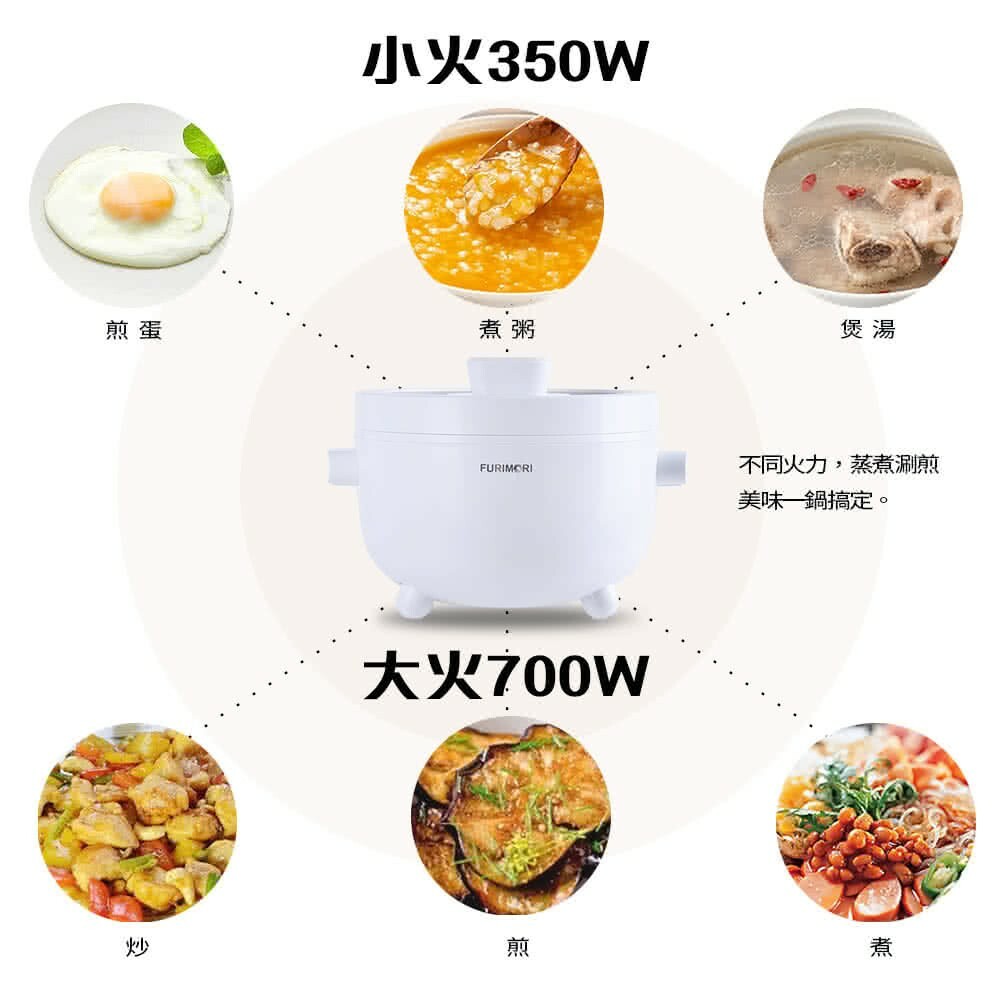 【富力森】陶瓷釉不沾內膽2L多功能電火鍋 (FU-EH216)