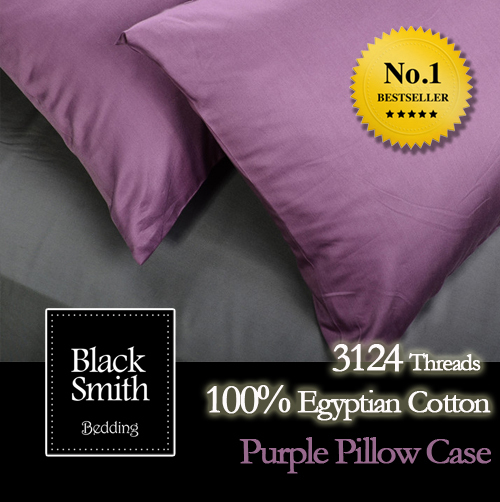 Black Smith - 紫色3124 針埃及棉枕頭袋(2個)(兩面同色)