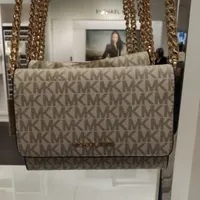 [S] MICHAEL KORS 35F0GTVC8B JET SET TRAVEL MEDIUM MF PHONE CROSSBODY LEATHER,VANILLA, 194900028049 (SMK365)