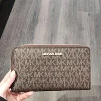 [S] MICHAEL KORS 35F8GTVW9B JET SET TRAVEL LG FLAT MF PHN CASE,BROWN, 192877938750 (SMK368)