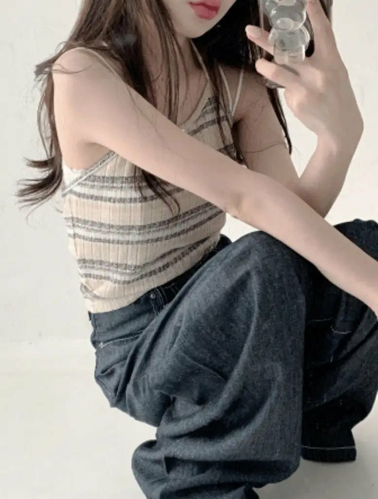 KR 薄款間條掛頸背心 2 COLORS