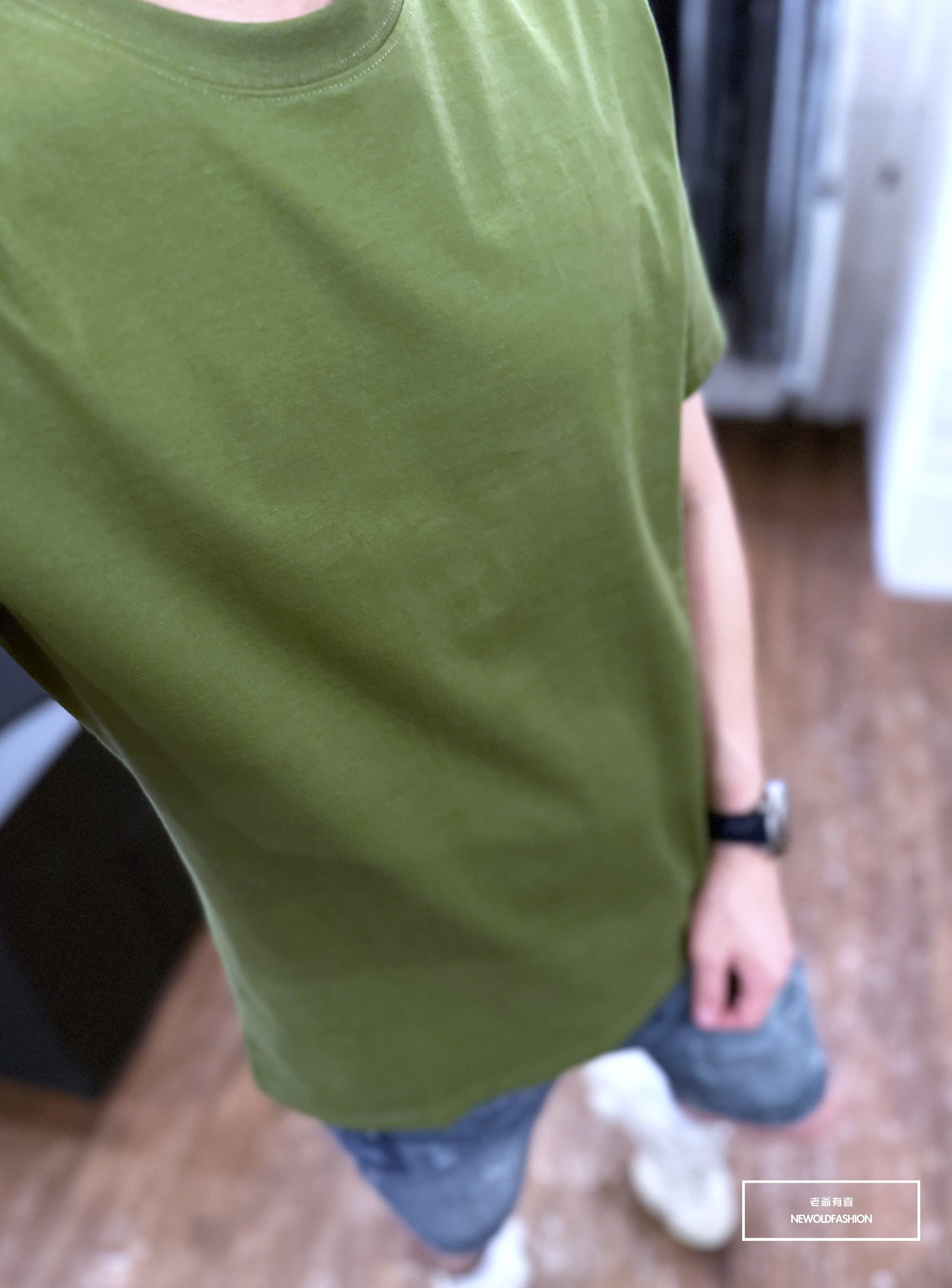 『新品上市』重磅全素修身剪裁短T(NOF2303C40001)-綠