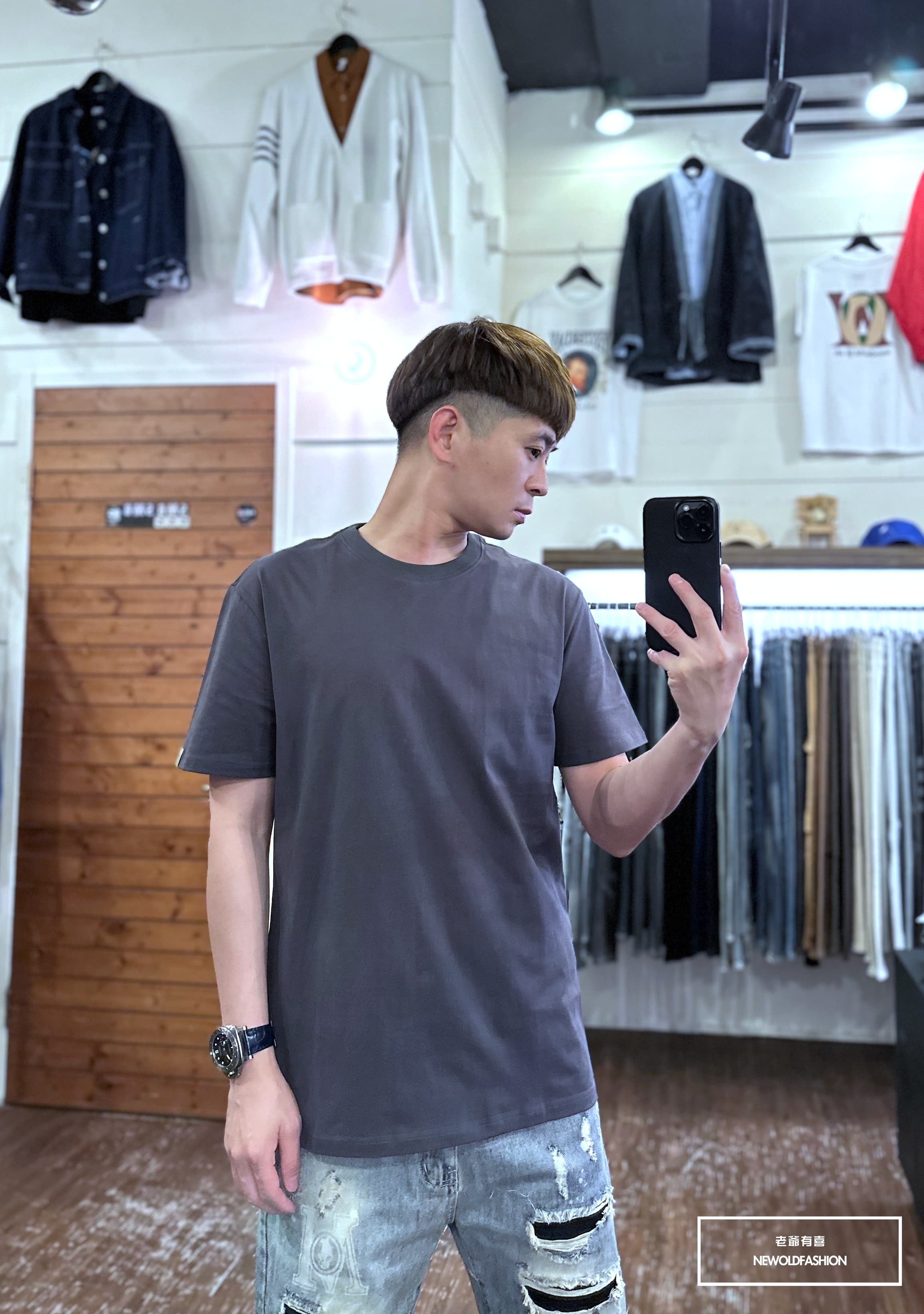 『新品上市』重磅全素修身剪裁短T(NOF2303C40001)-灰