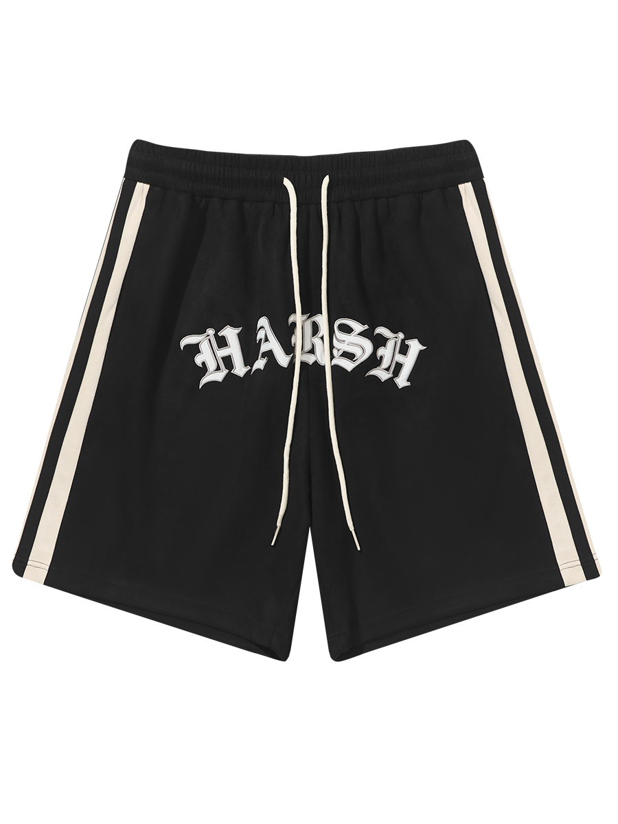 Harsh and Cruel 23SS 歌德字體織帶拼接麂皮絨短褲 HN231130116