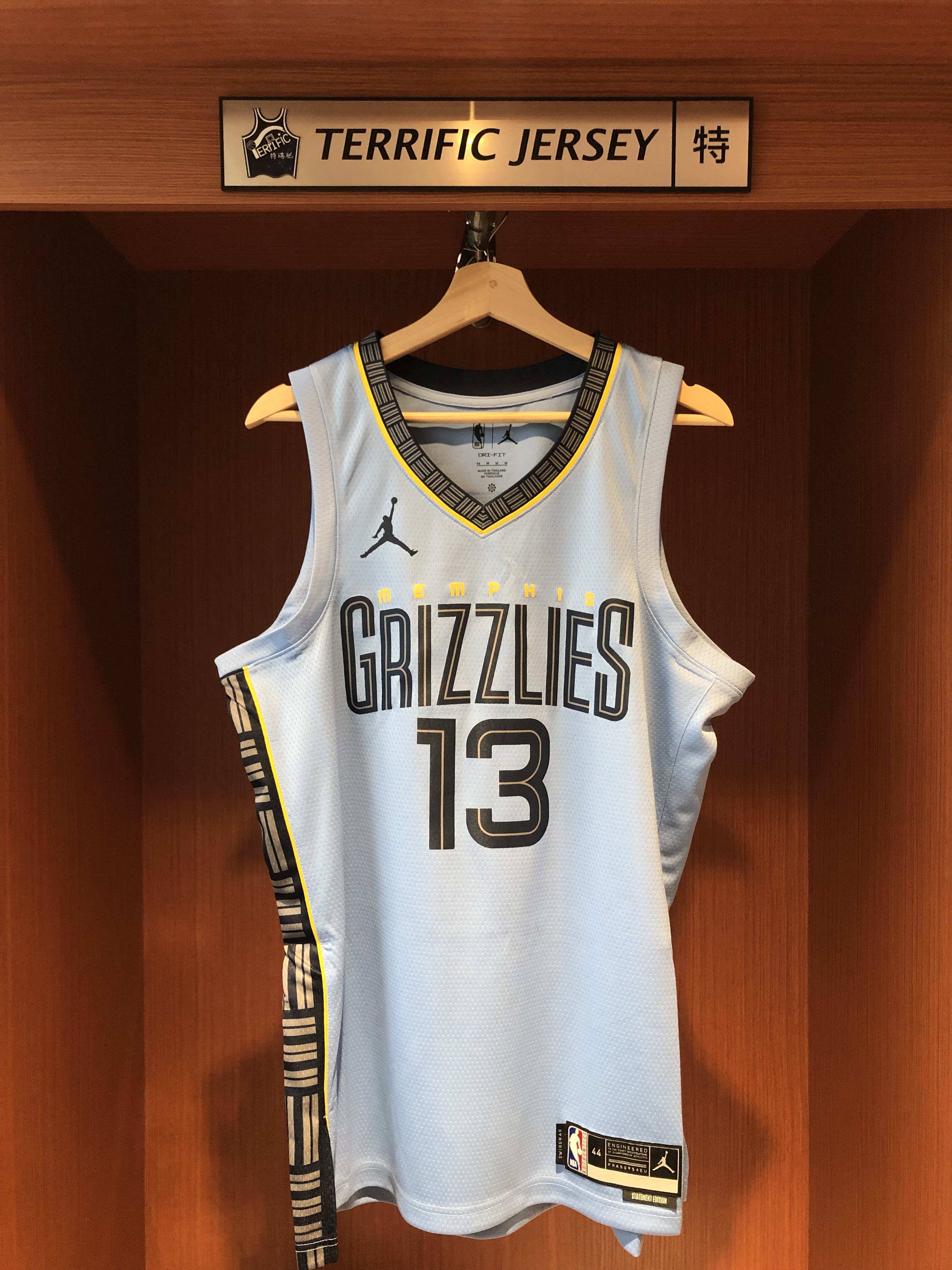 NBA球衣 Jaren Jackson Jr. 曼非斯灰熊水藍 Statement Jordan Swingman 球迷版 熱轉印 全新